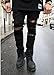 Vogstyle Men's Slim Fit Destroyed Jeans with holes Pencil pants Slim zipper Jeans with holes Style 1 black-32
