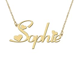 Aoloshow 18k Gold Plated Sophie Heart Name Necklace