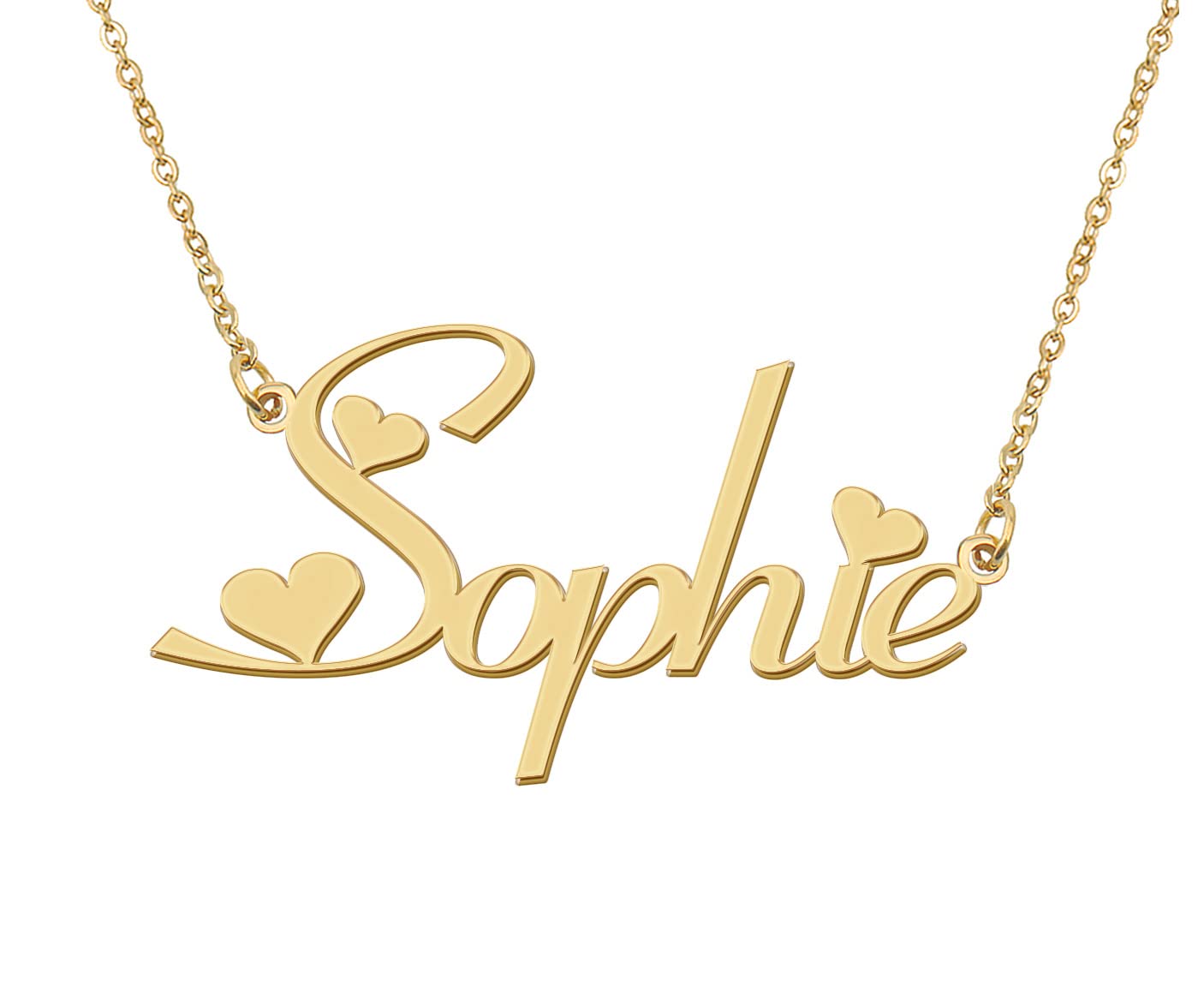 Aoloshow 18k Gold Plated Sophie Heart Name Necklace