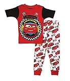 Disney Cars 3 Little Boys Toddler Cotton Pajama Set (3T, White)