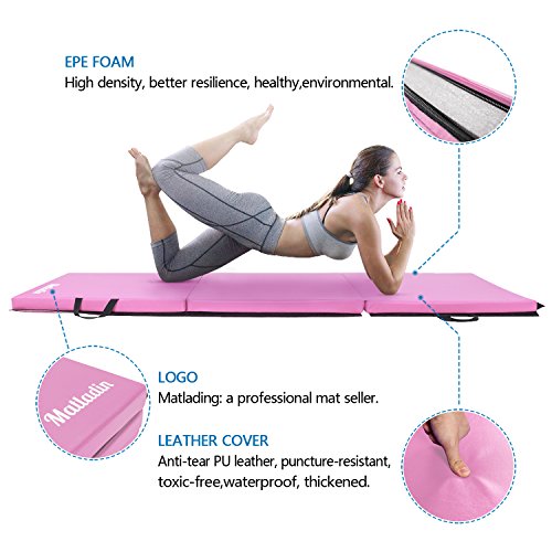 Matladin-6-Folding-Tri-fold-Gymnastics-Gym-Exercise-Aerobics-Mat-6ft-x-2ft-x-2in-PU-Leather-Tumbling-Mats-for-Stretching-Yoga-Cheerleading-Martial-Arts