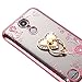 CaseHaven LG K20 Plus Case, Glitter Crystal Heart Floral Series - Slim Luxury Bling Rhinestone Clear TPU Case with Ring Stand for LG K20 V/LG K10 2017 / LG Harmony/LG Grace - Rose Gold