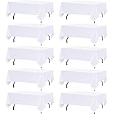 10 Pack White Table Cloth Rectangle Table Cloths for 8 Foot Rectangle Tables 60 X 126 Inch Washable Polyester Table Covers, Reusable & Wrinkle Resistant for Weddings, Parties, Events, and Everyday Use