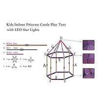 e-Joy Kids Indoor/Outdoor Tent Fairy Princess Castle Tent,Perfect Hexagon Large Playhouse Toys for GirlsBoys Children Toddlers Gift/Present Extra Large Room 55"x 53"(DxH) Pink with LED Light