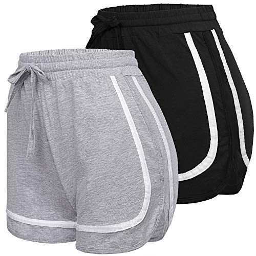 URATOT 2 Pack Casual Short Pants Cotton Sports Shorts Yoga Dance Running Shorts