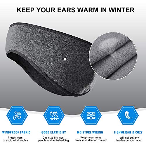 HHOOMY Ohrwärmer Stirnbänder Winter Sport Stirnband für Männer Frauen, Fleece Ohrhauben Stirnbänder, Kaltwetter Ohrenschützer für Laufen, Radfahren und tägliche Kleidung (2er Pack)