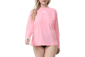 Halcurt Women's Plus Size Long Sleeve Rash Guard Shirts Swim Top UPF50+ Sun Protection Loose Fit Quick Dry Swimsuit