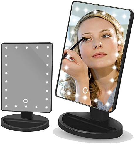 Makeup Mirror With Lights, Large Screen Makeup Mirror , LED Lighted Cosmetic Mirror, Cosmetic instrument , Bathroom Mirror, Beauty Mirror for Tabletop, Travel, Shaving, Dressing(Black)