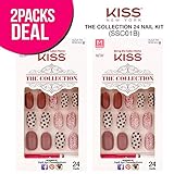 (2 PACK) Kiss The Collection 24 Nail Kit (SSC01B) Free Glue, False Nails, Fashion Fake Nails