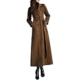 PENER Women's Charming Long Wool Trench Coat Winter Double Breasted Classic Warm Thick Jacket