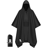 SaphiRose Double Layer Rain Poncho, Waterproof Thick Hooded Raincoat 3-in-1 | OEKO-TEX Certified Polyester, PU 5000MM, 3-in-1 Poncho Mat Shelter, Double Layer Extra Thick, Grommet Corners Below-Knee