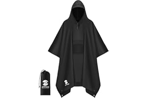 SaphiRose Extra Thick Hooded Rain Poncho Double Layer Waterproof Raincoat Jacket for Men Women Adults