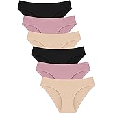 FINETOO 6 Pack Women’s Seamless Hipster Underwear No Show Panties Invisibles Briefs Soft Stretch Bikini Underwears XS-XL