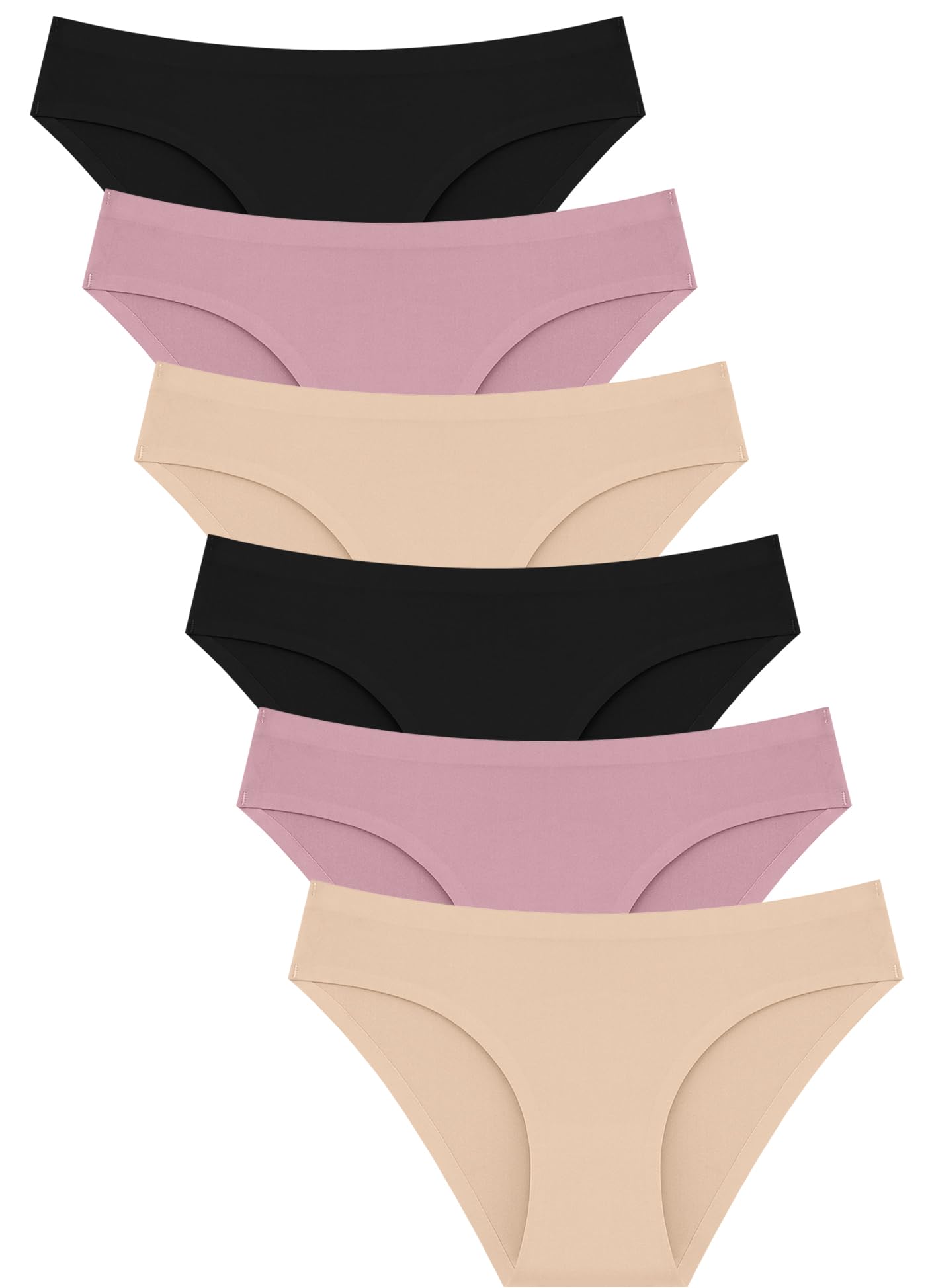 Photo 1 of (S) FINETOO 6 Pack Women’s Seamless Hipster Underwear No Show Panties Invisibles Briefs Soft Stretch Bikini Underwears