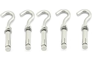 Yasorn M8 Open Cup Hook Screw Stainless Steel Expansion Heavy Duty Bolts Pack of 5