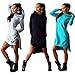 DDLBiz® Women Sweatshirt Dress Double Split Hoodie Pullover Pockets Sweater