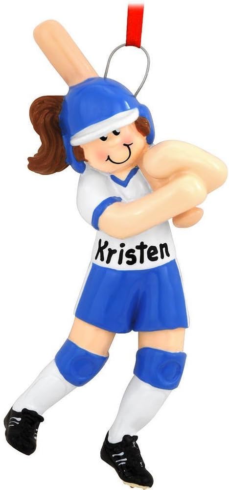 girl softball player christmas ornament