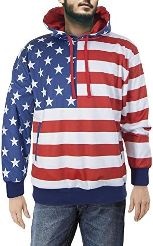 Unisex USA Flag Pullover Hoodie (X-Large)