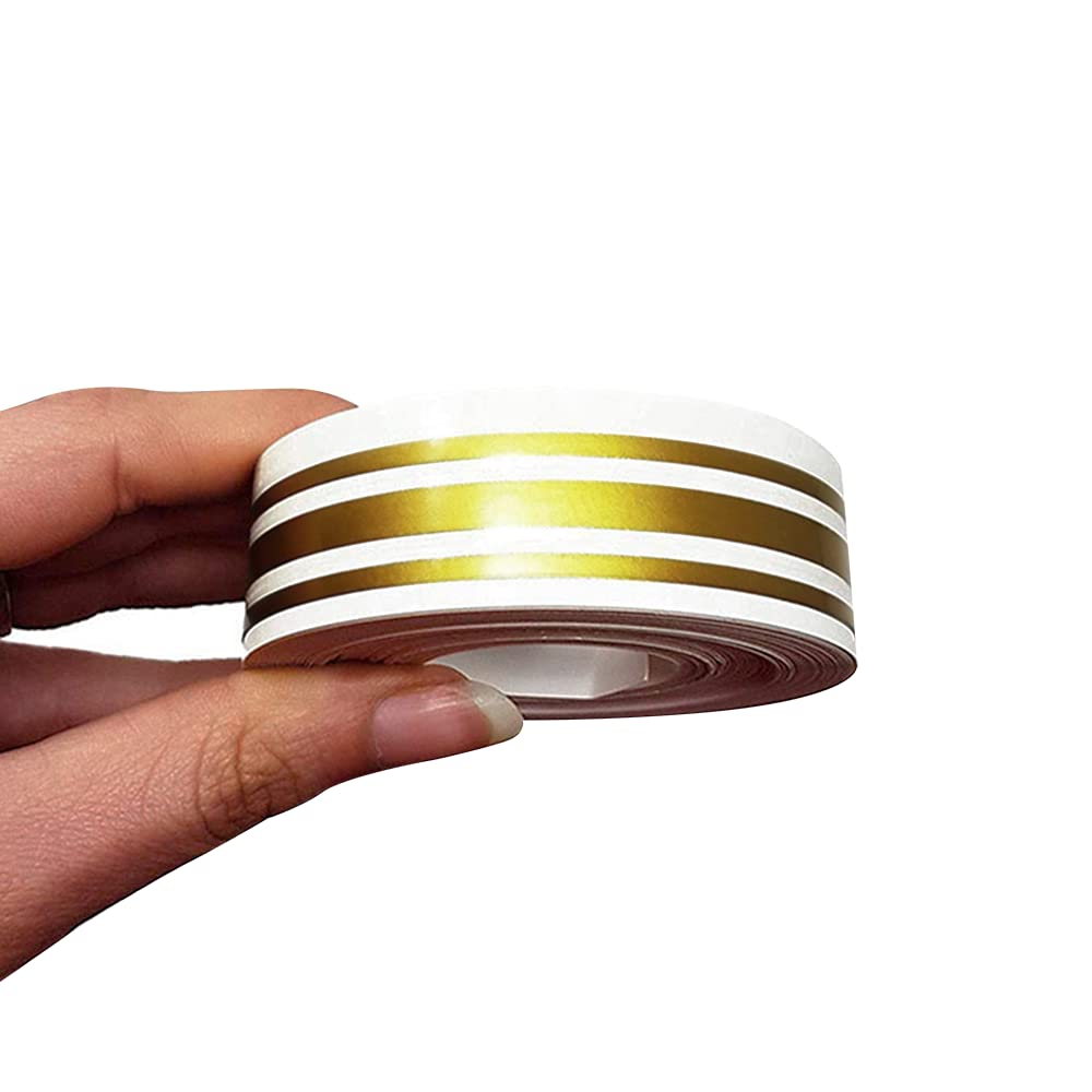4R Quattroerre.it 10520 Trim Stripes Triple Adhesive Strips for Cars, Gold, 16 mm x 10 mt