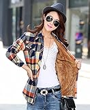 AvaCostume Winter Casual Thicken Fleece Plaid Shirts for Women