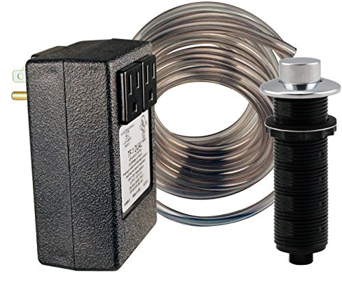 Westbrass ASB-2RB3-26 Sink Top Waste Disposal Air Switch and Dual Outlet Control Box, Raised Button, Polished Chrome