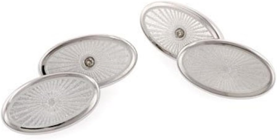 Cufflinks HouseSterling Silver, Pearlescent White Enamel and Diamond Chain Link Cufflinks