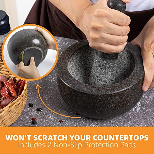 Heavy Duty Large Mortar and Pestle Set, Hand Carved from Natural