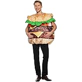 EraSpooky Adult Hamburger Costume Funny Food Party Halloween Suit