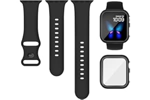 BANDSMITH Sport Silicone Band and Case Compatible with Apple Watch Bands 38mm 40mm 41mm 42mm 44mm 45mm 46mm, Waterproof Apple Watch Strap & Screen Protector iWatch Series 11 10 9 8 SE 7 6 5 4 3 2 1 for Women Men