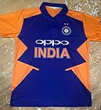 KD Cricket Team India Away Jersey Half Sleeve Cricket Supporter T-Shirt New Orange Team Uniform Polyster Fit Material 2019-20