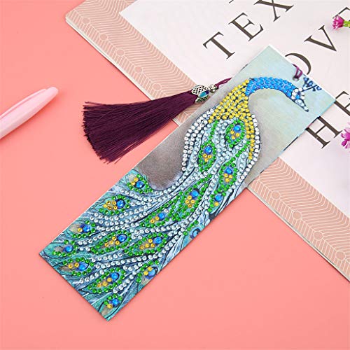 Umbresen Leather Bookmark DIY 5D Special Shaped Diamond Painting by Number Kits,Beaded Tassel Book Marks Art Craft Mosaic Making Gifts for Christmas, Thanksgiving, New Year, Birthday (Set B-2 pcs) - Thumbnail 2