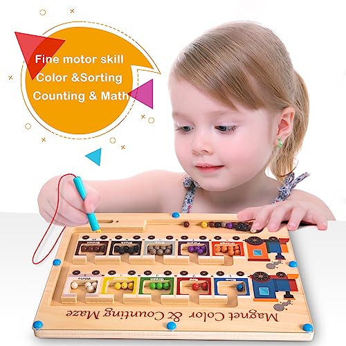 Color and Number Maze Board Wooden Montessori Fine Motor