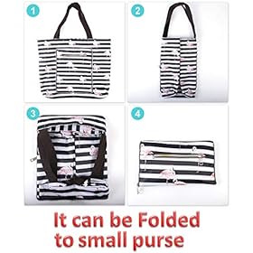 2 In 1 Foldable Large Waterproof Tote Bag with Zipper for Beach, Travel, Gym and Swim 511NHrOUMFL