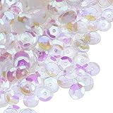 Blulu Crystal Iridescent Cupped Sequins Craft Cupped Sequins Bulk Loose Cupped Sequins, 6 mm, 50g