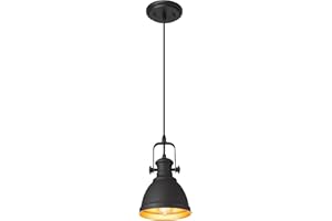 Audickic Black Pendant Light, 6.5" Hanging Light Fixtures, Pendant Lighting for Kitchen Island Bar Restaurant Entryway, AD-2151-1P
