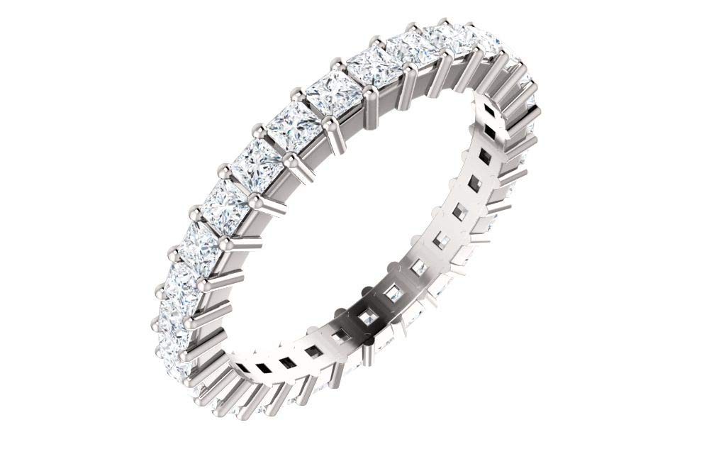 FB Jewels 14k White Gold Square 2 X 2 mm 7 1-1/2 CTW Polished 1 1/2 CTW Diamond Eternity Wedding Rin