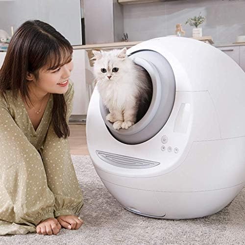 自動インテリジェント猫のトイレボックス 保障 完全に囲まれた自動猫トイレ 自動脱臭アンチスプラッシュ低ノイズpp樹脂 簡単にきれいなごみボックス Soul Hill 耐久性のあるホワイト