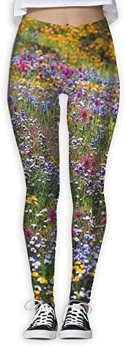 Spotrpant Wildflower Floral Bloom Women Printed Full-Length Yoga Workout Leggings For Running Outdoor Sports