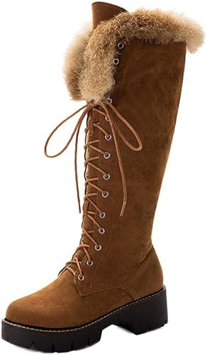 Amazon Bigabiga 編み上げ ロングブーツ レディース ウインターブーツ 厚底 ブーツ ブーティ