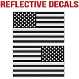 Classic Biker Gear Ghosted Subdued American Flag car Decal, Silver with ghosted Black Print, 1.8" X 3", Pair, Hard Hat, Lunch Box, Vinyl Decal car Sticker