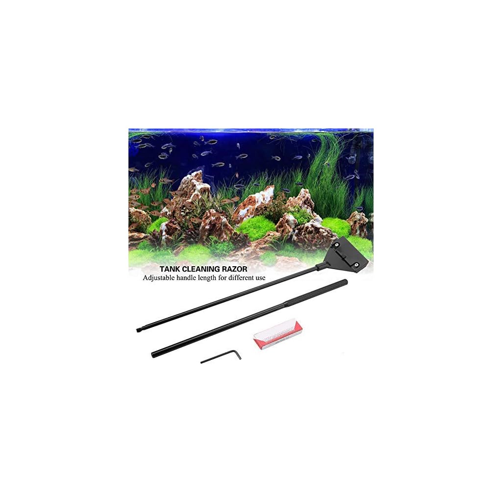 Aquarium Algae Scraper Cleaner Brush Razor Adjustable Handle Length