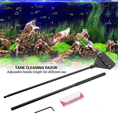 Aquarium Algae Scraper Cleaner Brush Razor Adjustable Handle Length Algae Cleaning Scraper