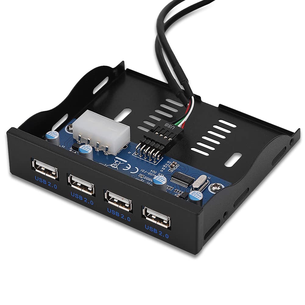 氷面鏡 4-Port USB 2.0 Front Panel Hub, Metal Interface for Card Readers, Desktops, USB Flash Drives