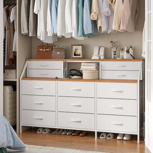 FL FASHION LEADER Cómoda de Dormitorio con 13 cajones, cómoda Grande con Espacio de Almacenamiento, Estructura de Metal, para Dormitorio, (Blanco)