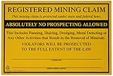 Federal Mining Claim No Prospecting Sign Gold Prospecting Supplies