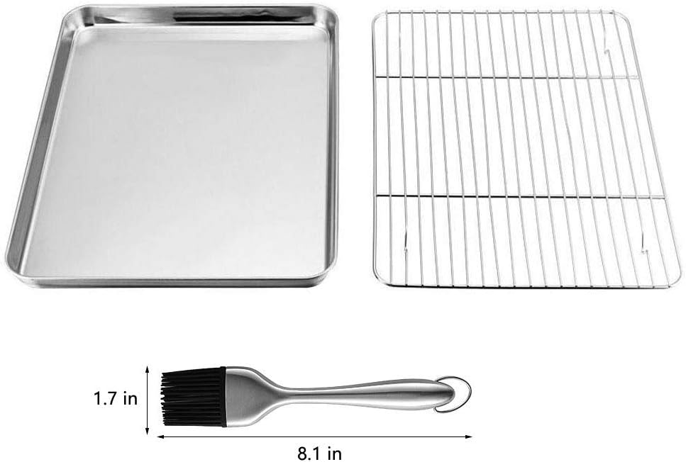 Baking Sheet With Cooling Rack Set - (16” x 12” Pan / 15.2” x 11.2” Rack), Non Toxic & Healthy, Rust Free & Dishwasher Safe - 4 Pieces (2 Pans + 2 Racks): Kitchen & Dining