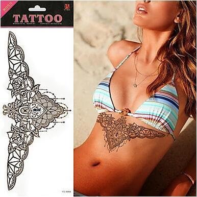 Waterproof Under Breast Temporary Metallic Sternum Tattoo , #8