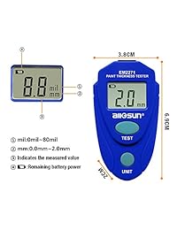Allsun   Medidor de espesor de pintura para coche, medidor de espesor de pintura digital para coche, automoción, calibración automática, soporte de datos de tamaño mini con pantalla LCD