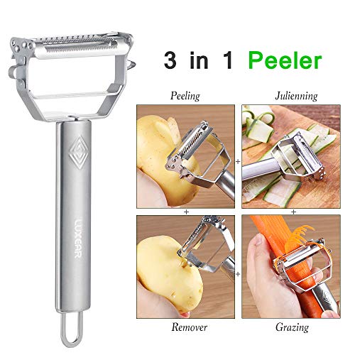 Pineapple Corer Apple Corer Remover Peeler Set LUXEAR Trio Peeler Set Multi-Functional Manual Stainless Steel Kitchen fruit peeler set Essentials for Home and Kitchen Set of 3