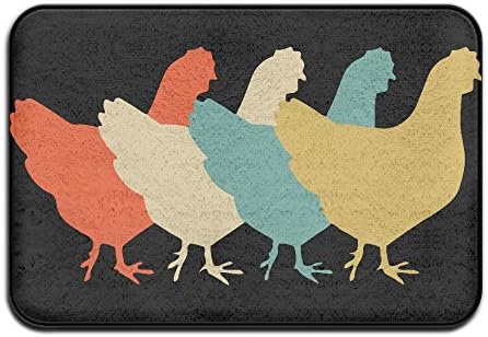 Vintage Retro Art Chicken Non-slip Outside/Inside Floor Mat For Health And Wellness Toilet Bathroom Doormat 23.6"x 15.7"